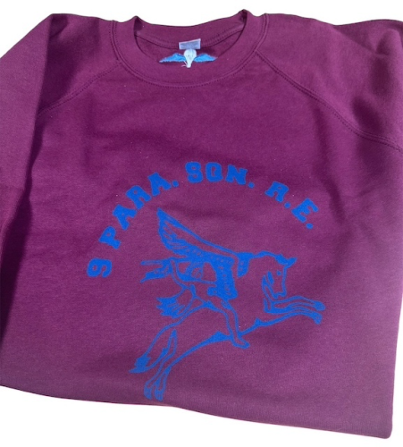 9 Para Squadron SweatShirt, Maroon, Large Logo, rear neck wings