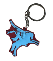Key Ring, Pegasus, Blue on Maroon.